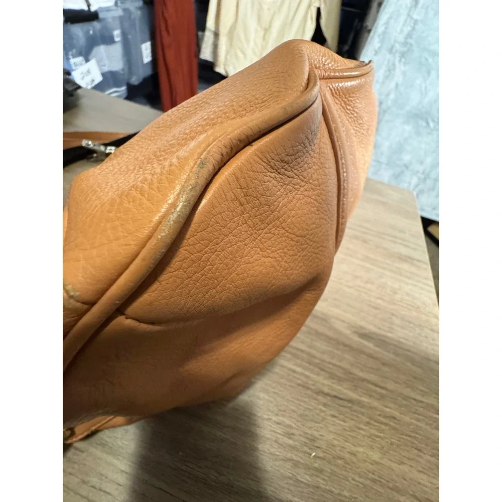 Tory Burch Tan Pebbled Leather Hobo Shoulder Bag Crossbody with Dust Bag large